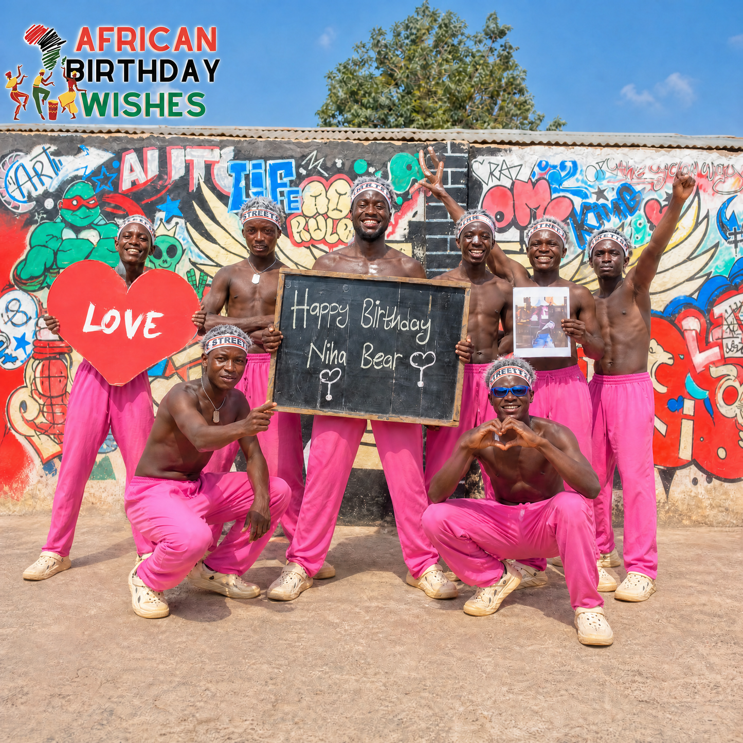 Personalized greetings from Africa performed by our Pink Pants dance team