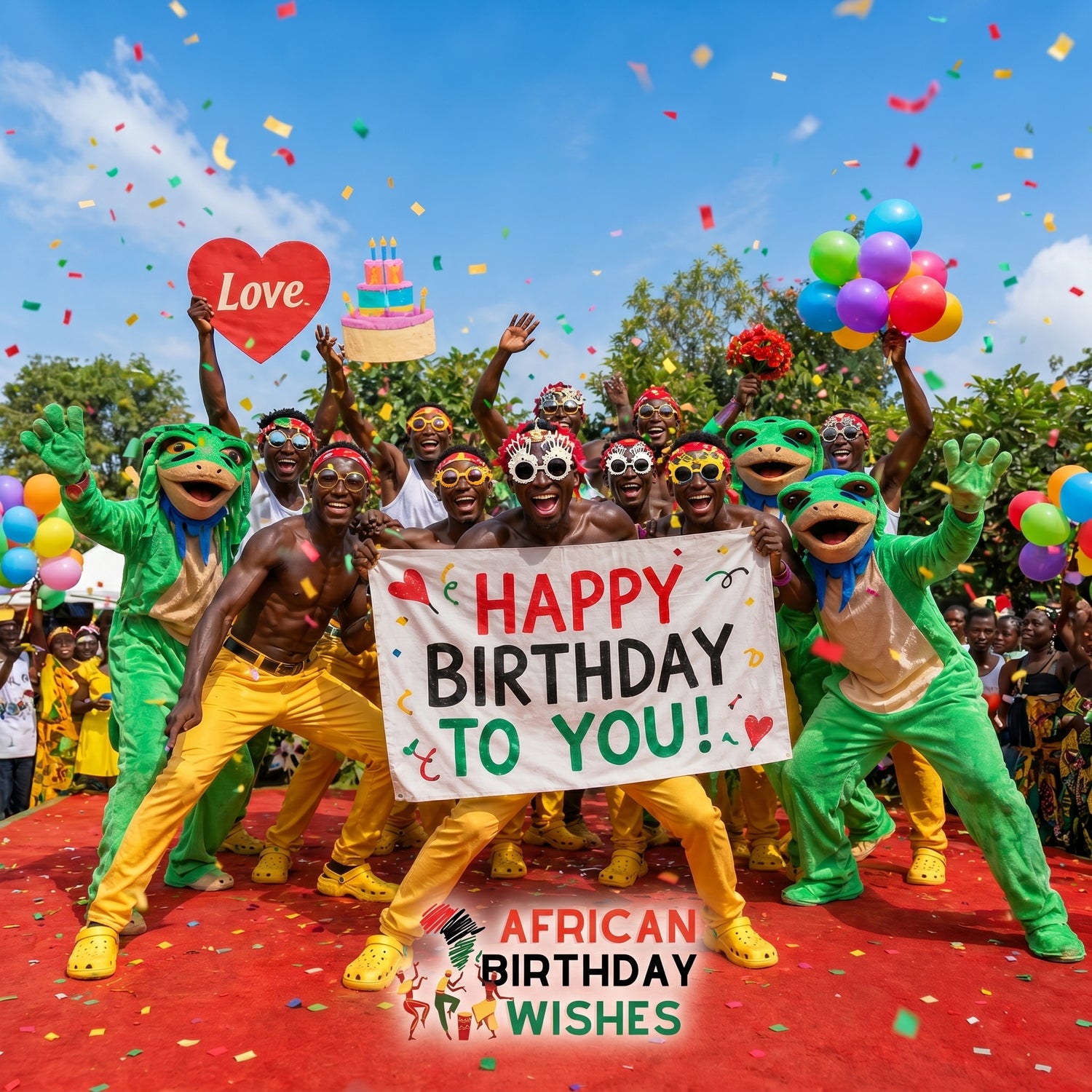 a photo showing all dancing teams of African Birthday Wishes