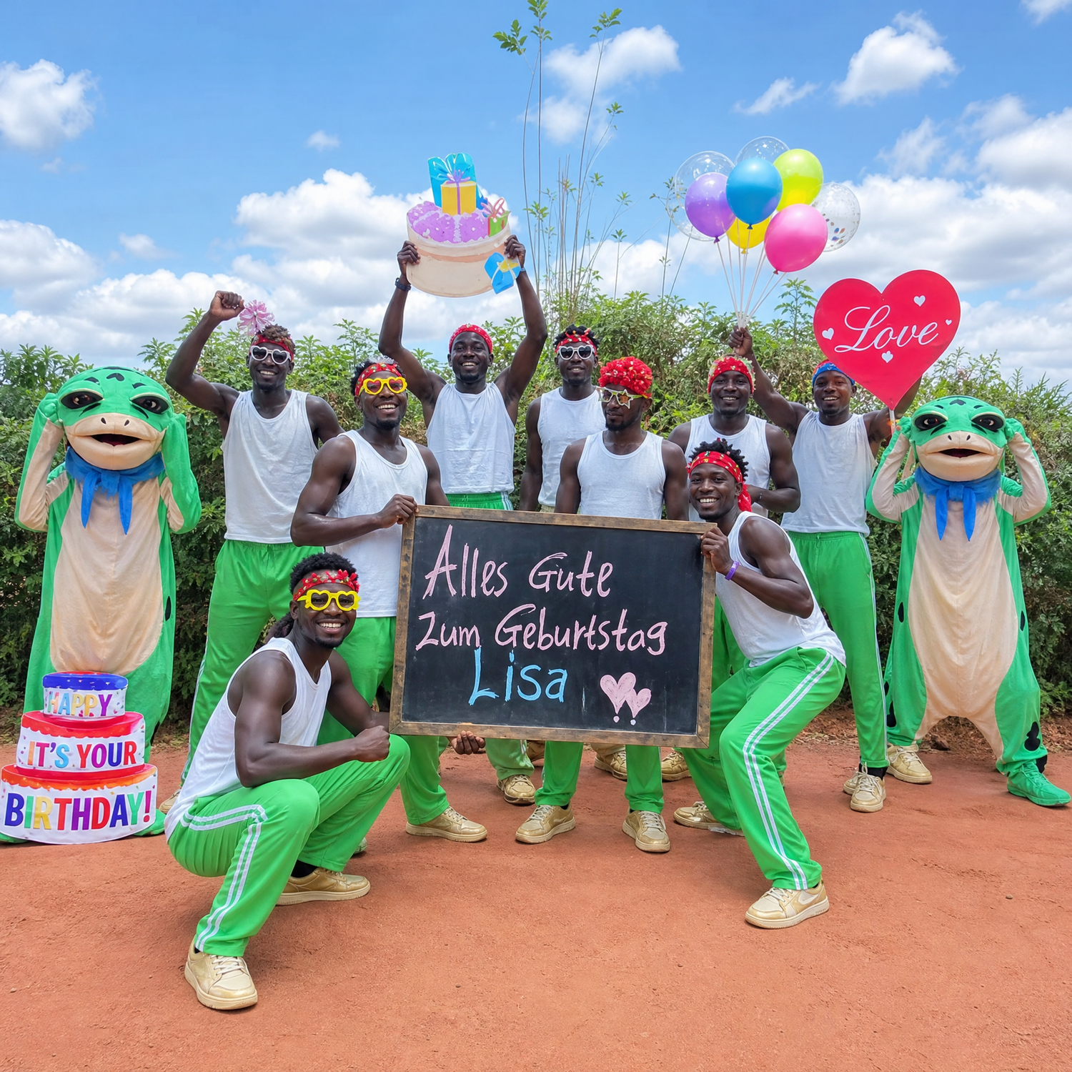 african birthday video in German language presented by Frog Team
